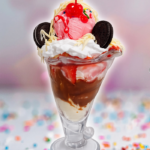 FRESA CON CREMA ,QUESO Y HELADO 